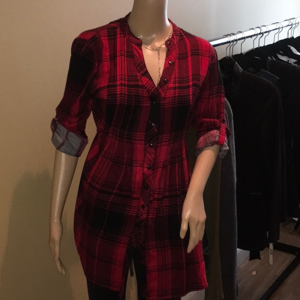 American Rag Red Plaid Button Down